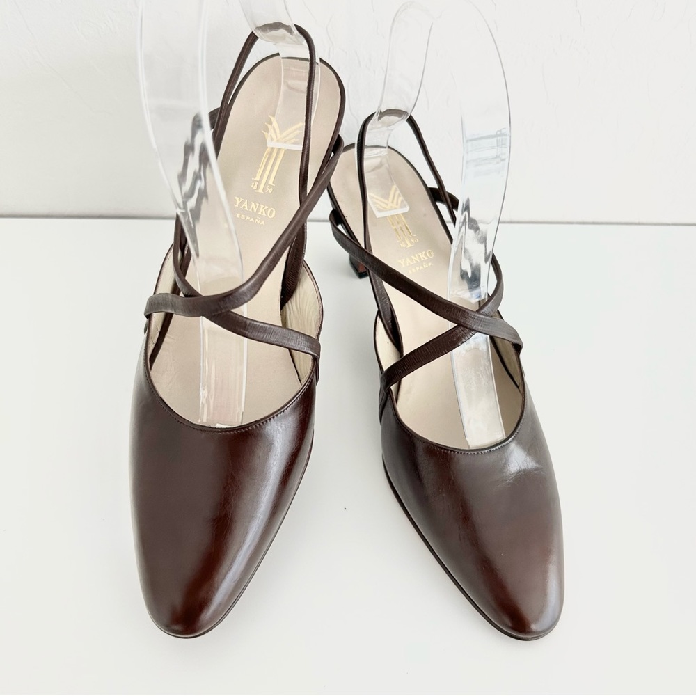 Vintage Yanko Heels Made in Spain with Serial Number, Brown Size 6.5, Never Worn